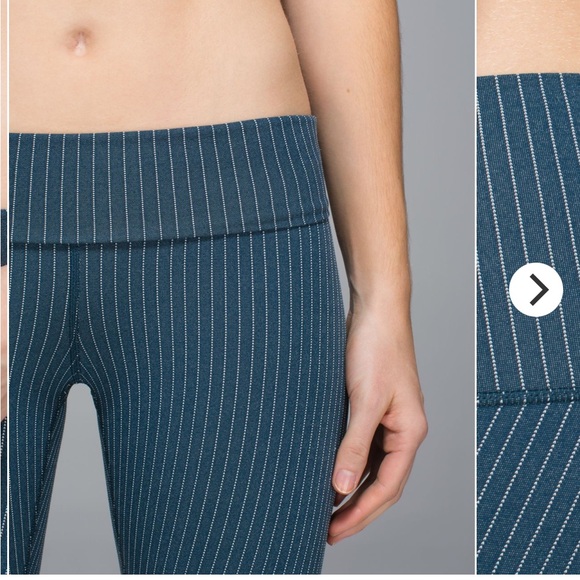 Lululemon- WunderUnder Crop II FoldOver- Conductor Pin Stripe- Sz 8- Blue & Pink - Picture 6 of 16